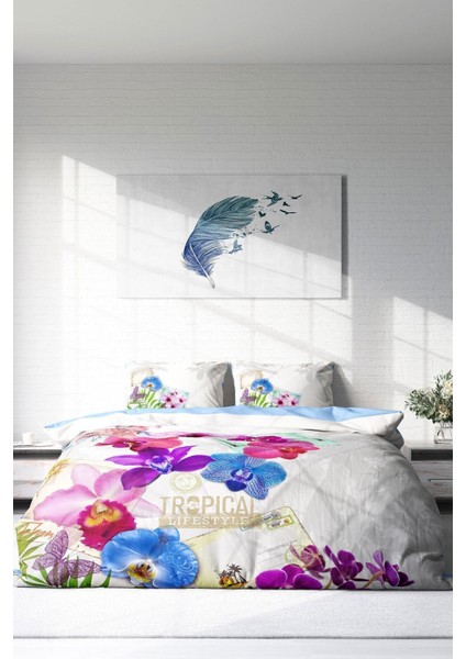 Çift Kişilik Sık Dokuma Pamuk Saten 3D Özel Tasarım Viola Nevresim Takımı modelleri