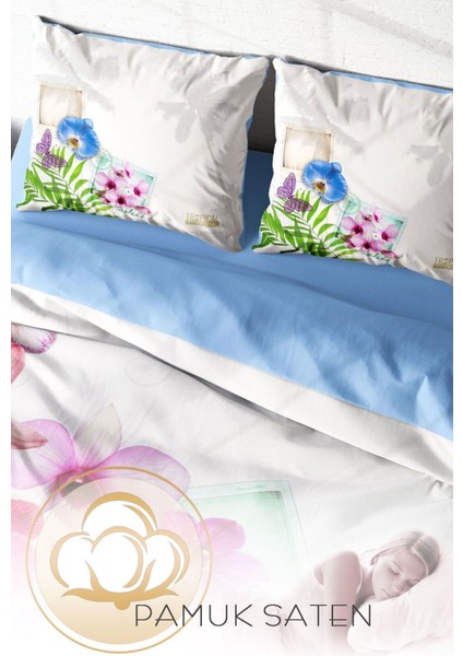 Çift Kişilik Sık Dokuma Pamuk Saten 3D Özel Tasarım Viola Nevresim Takımı fırsatları