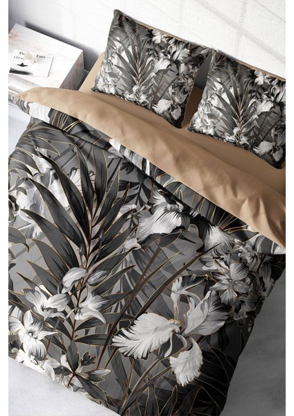 Çift Kişilik Sık Dokuma Pamuk Saten 3D Özel Tasarım Gray Casual Nevresim Takımı