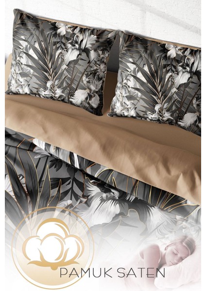 Çift Kişilik Sık Dokuma Pamuk Saten 3D Özel Tasarım Gray Casual Nevresim Takımı fırsatları