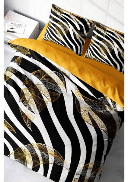 Çift Kişilik Sık Dokuma Pamuk Saten 3D Özel Tasarım Zebra Feather Nevresim Takımı