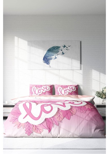 Doğal Pamuk Çift Kişilik 3D Digital Sevgililer Günü Ix Nevresim Takımı modelleri