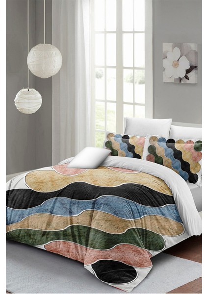 Çift Kişilik 3 D Pamuk Saten Row Colors Nevresim Takımı fiyatları