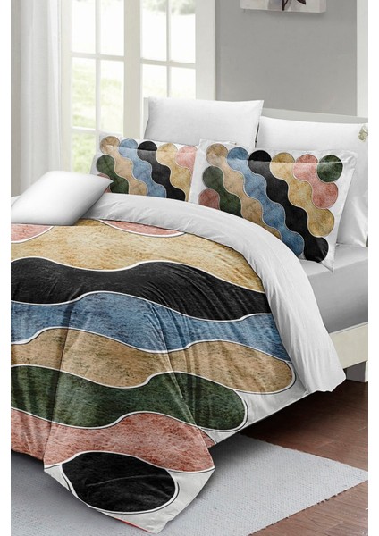 Çift Kişilik 3 D Pamuk Saten Row Colors Nevresim Takımı modelleri