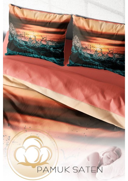 Doğal Pamuk Çift Kişilik 3D Digital Deniz Nevresim Takımı fırsatları