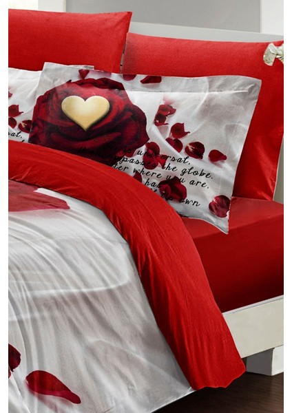 Love Poem 3D Pamuk Saten Pamuk Çift Kişilik Nevresim Takımı modelleri