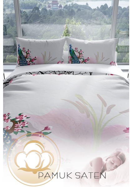 Peacock 3D Pamuk Saten Çift Kişilik Nevresim Takımı fırsatları