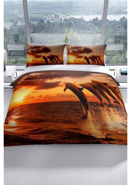 Dolphin1 3D Pamuk Saten Çift Kişilik Nevresim Seti Nevresim Takımı fiyatları