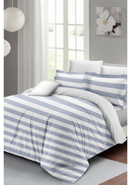 Lastikli Çarşaflı Pamuk Saten Çift Kişilik Soft Strip Luxury Nevresim Takımı modelleri