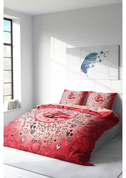 Doğal Pamuk Çift Kişilik 3D Digital Sevgililer Günü Xıı Nevresim Takımı fiyatları