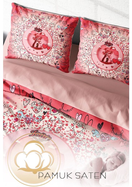 Doğal Pamuk Çift Kişilik 3D Digital Sevgililer Günü Xıı Nevresim Takımı fırsatları