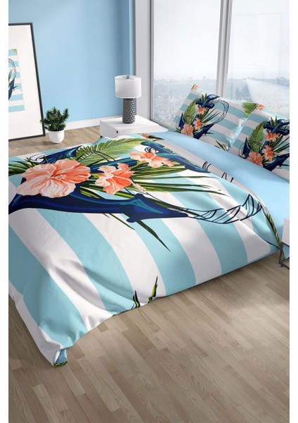 Anchor 3D Pamuk Saten Çift Kişilik Nevresim Seti Nevresim Takımı