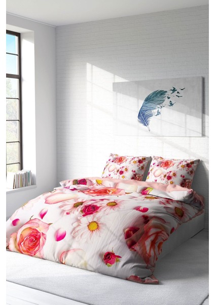 Çift Kişilik Lastikli Çarşaflı Pamuk Saten White Rose Nevresim Takımı fiyatları