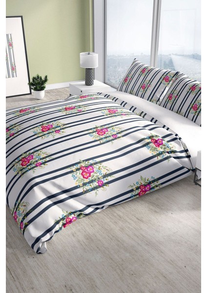 Ribbon 3D Pamuk Saten Çift Kişilik Nevresim Seti Nevresim Takımı