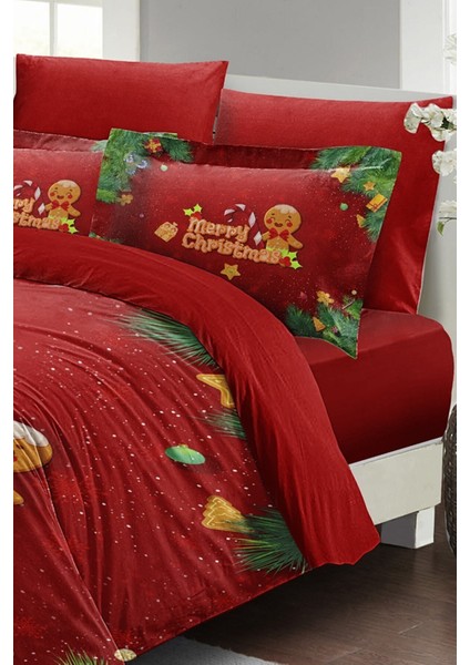 Yılbaşı Çift Kişilik Nevresim Lastikli Çarşaflı Pamuk Saten Cookie Nevresim Takımı fiyatları