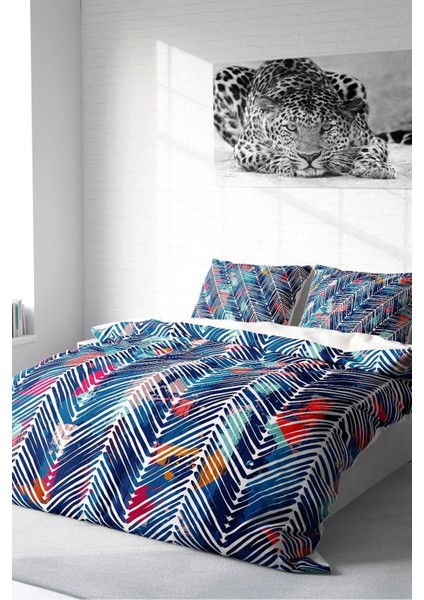 Çift Kişilik Sık Dokuma Pamuk Saten 3D Özel Tasarım Blue Pattern Nevresim Takımı fiyatları