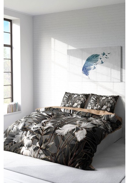 Doğal Pamuk Çift Kişilik 3D Digital Gray Casual Nevresim Takımı fiyatları