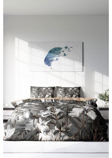 Doğal Pamuk Çift Kişilik 3D Digital Gray Casual Nevresim Takımı modelleri