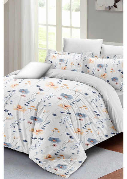Lastikli Çarşaflı Pamuk Saten Çift Kişilik Soft Floral Luxury Nevresim Takımı fırsatları