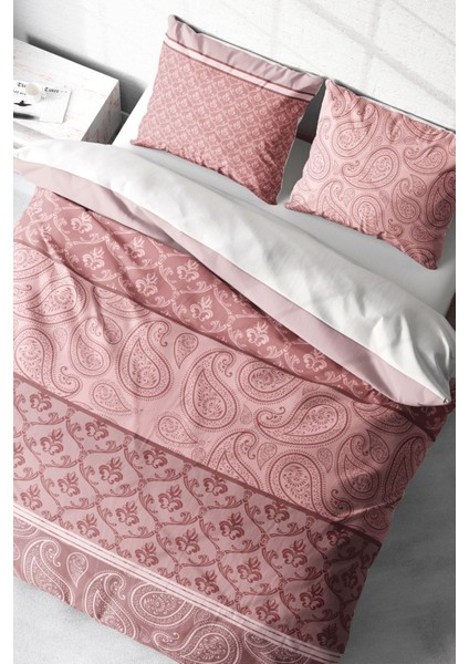 Doğal Pamuk Çift Kişilik 3D Digital Pink Simurg Nevresim Takımı