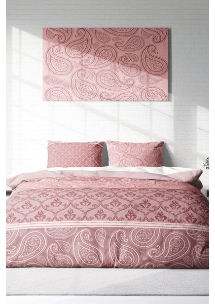 Doğal Pamuk Çift Kişilik 3D Digital Pink Simurg Nevresim Takımı modelleri