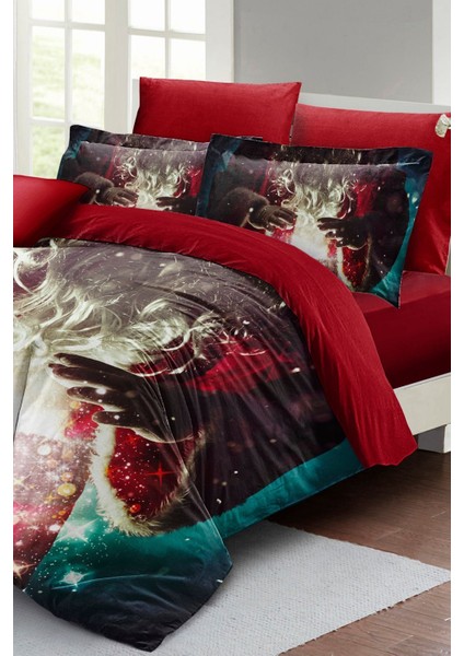 Yılbaşı Çift Kişilik Nevresim Lastikli Çarşaflı Pamuk Saten Noel Dreams Nevresim Takımı fiyatları