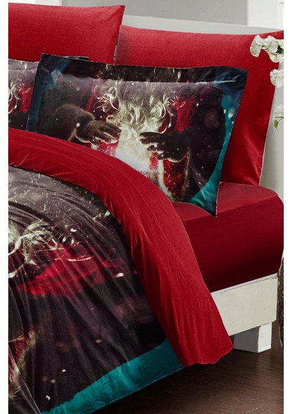 Yılbaşı Çift Kişilik Nevresim Lastikli Çarşaflı Pamuk Saten Noel Dreams Nevresim Takımı fırsatları