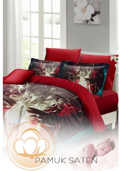 Yılbaşı Çift Kişilik Nevresim Lastikli Çarşaflı Pamuk Saten Noel Dreams Nevresim Takımı indirimleri