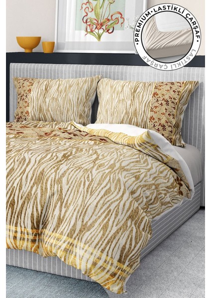 Pamuk Saten Lastikli Çarşaf Deluxe Çift Kişilik 3D Zebra Nevresim Takımı fiyatları