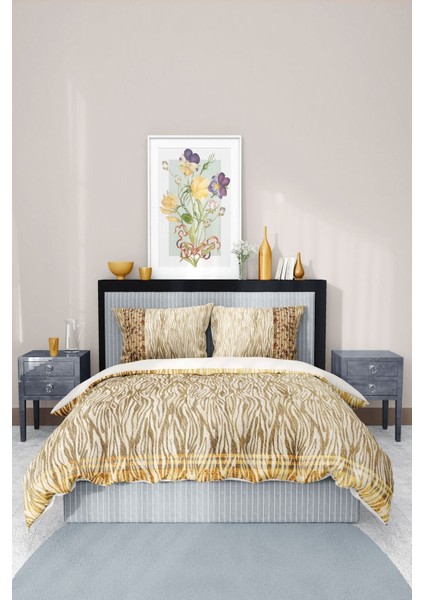 Pamuk Saten Lastikli Çarşaf Deluxe Çift Kişilik 3D Zebra Nevresim Takımı indirimleri