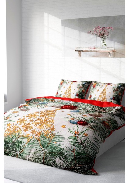 Yılbaşı % Doğal Pamuk Merry Christmas Çift Kişilik Pine Nevresim Takımı fiyatları