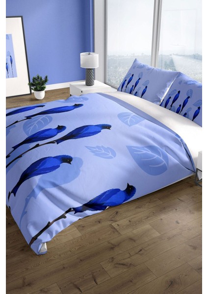 Bluebird 3D Pamuk Saten Çift Kişilik Nevresim Takımı