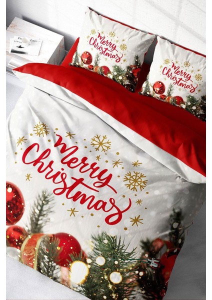 Çift Kişilik Sık Dokuma Pamuk Saten 3D Özel Tasarım Ny Noel Nevresim Takımı