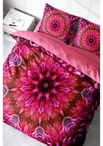 Doğal Pamuk Çift Kişilik 3D Digital Mandala 2 Nevresim Takımı