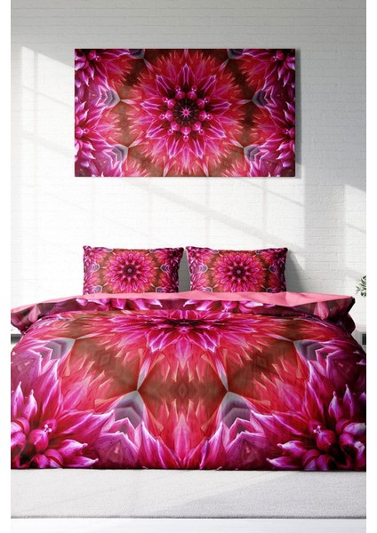 Doğal Pamuk Çift Kişilik 3D Digital Mandala 2 Nevresim Takımı modelleri