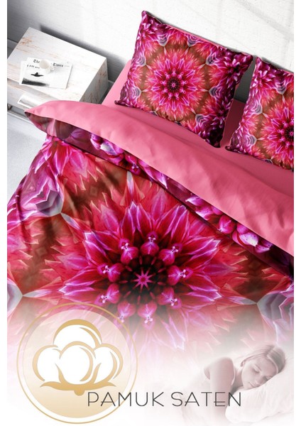 Doğal Pamuk Çift Kişilik 3D Digital Mandala 2 Nevresim Takımı fırsatları