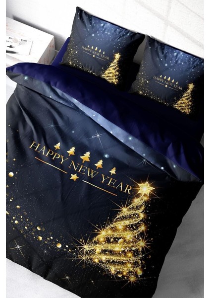 Yılbaşı (Lastikli Çarşaflı) Çift Kişilik Pamuk Saten Christmas Tree Nevresim Takımı