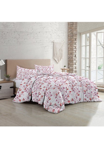 Lastikli Çarşaflı Pamuk Saten Çift Kişilik Cherry Blossom Luxury Nevresim Takımı fiyatları