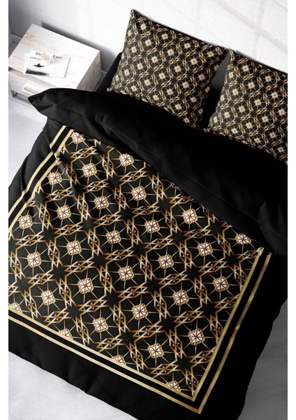 Çift Kişilik Lastikli Çarşaflı Pamuk Saten Gold Deco Nevresim Takımı modelleri