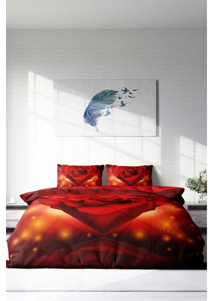 Çift Kişilik Sık Dokuma Pamuk Saten 3D Özel Tasarım Sevgililer Günü Vıı Nevresim Takımı modelleri