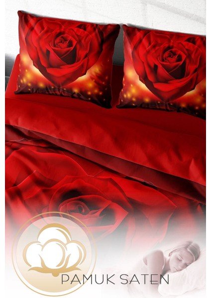 Çift Kişilik Sık Dokuma Pamuk Saten 3D Özel Tasarım Sevgililer Günü Vıı Nevresim Takımı fırsatları