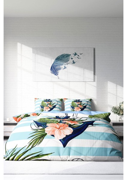 Çift Kişilik Sık Dokuma Pamuk Saten 3D Özel Tasarım Anchor Nevresim Takımı modelleri