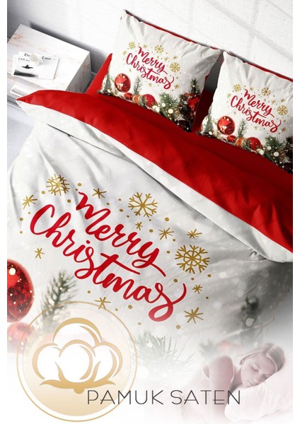 Yılbaşı Nevresim Takım Doğal Pamuk Saten Noel Çift Kişilik Noel Nevresim Takımı modelleri