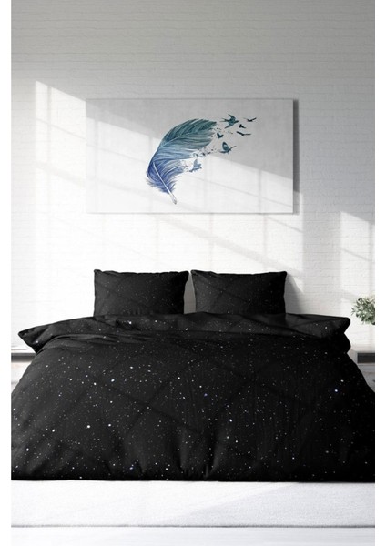 Doğal Pamuk Çift Kişilik 3D Digital Starly Night Nevresim Takımı fırsatları