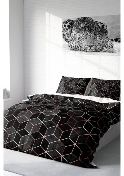 Çift Kişilik Lastikli Çarşaflı Pamuk Saten Gold Cube Nevresim Takımı fiyatları