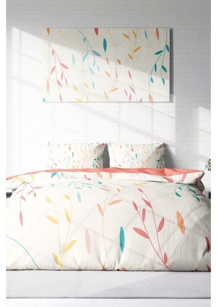 Doğal Pamuk Çift Kişilik 3D Digital Yaprak Nevresim Takımı modelleri