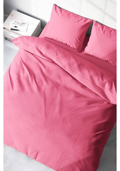 Doğal Pamuk Çift Kişilik 3D Digital Pembe Lux Pamuk Ranforce Nevresim Takımı