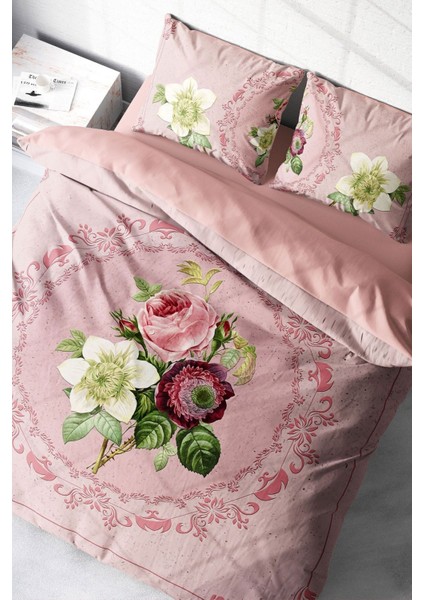 Çift Kişilik Sık Dokuma Pamuk Saten 3D Özel Tasarım Damask Rose Nevresim Takımı