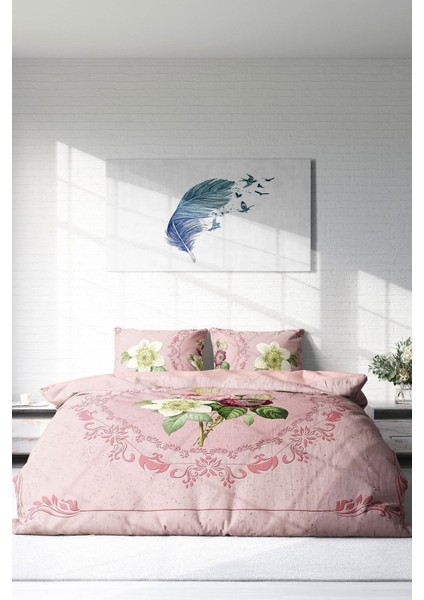 Çift Kişilik Sık Dokuma Pamuk Saten 3D Özel Tasarım Damask Rose Nevresim Takımı modelleri