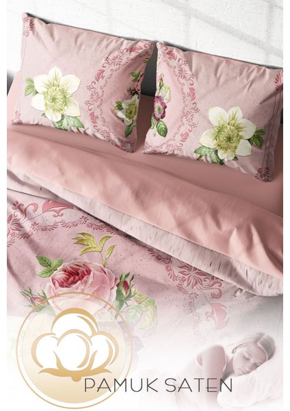Çift Kişilik Sık Dokuma Pamuk Saten 3D Özel Tasarım Damask Rose Nevresim Takımı fırsatları